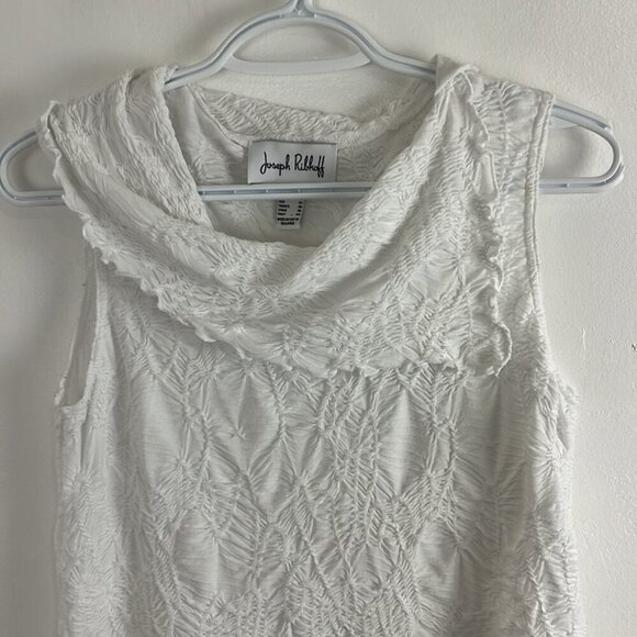 Joseph Ribkoff White Lettuce-Leaf Style Sleeveless Top - Picture 3 of 8